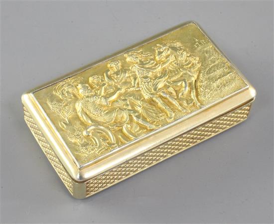 A good George III silver gilt snuff box, Length 80mm Width 55mm Weight 6.4oz/181grm